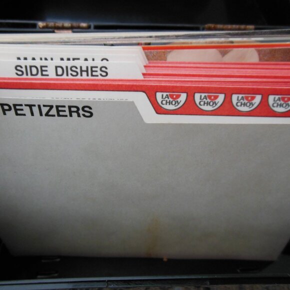 recipe box La Choy brand plastic black w red dragon many recipe cards inside 80s - Picture 12 of 15